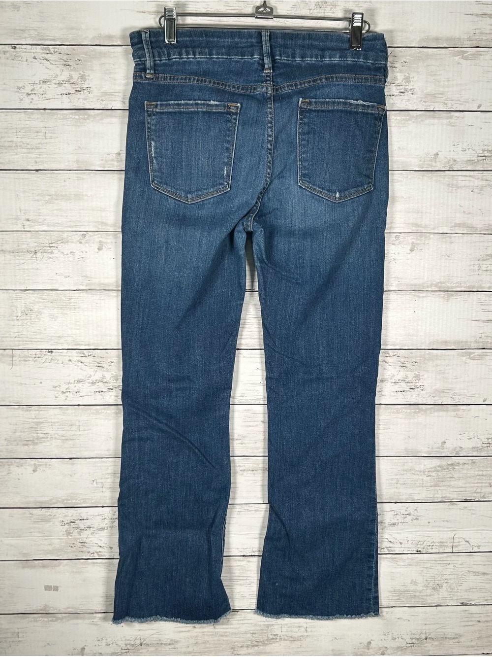 FRAME Denim Le Crop Mini Boot Northmont Distressed Jeans Raw Hem Size 28 USA - Picture 3 of 5